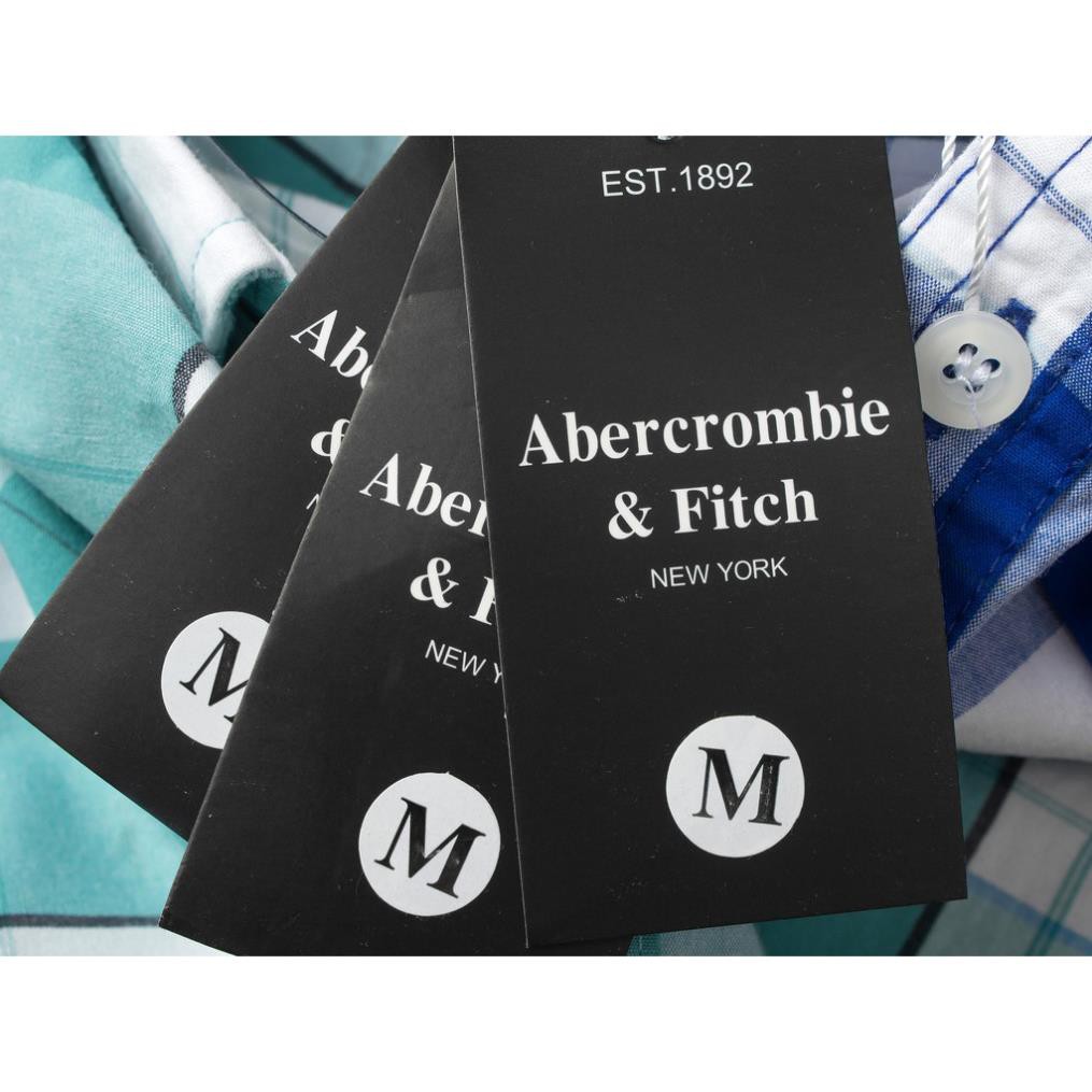 Áo sơ mi caro nam tay ngắn Kẻ Xanh Đen Nhạt Abercrombie & Fitch Cao Cấp - Phong Cách Thành Đạt , '