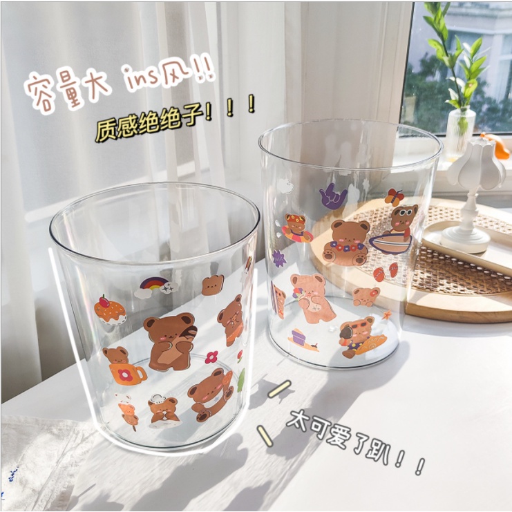 [SẴN + HỎA TỐC] THÙNG RÁC DECOR TRONG SUỐT SIÊU XINH- TẶNG STICKER