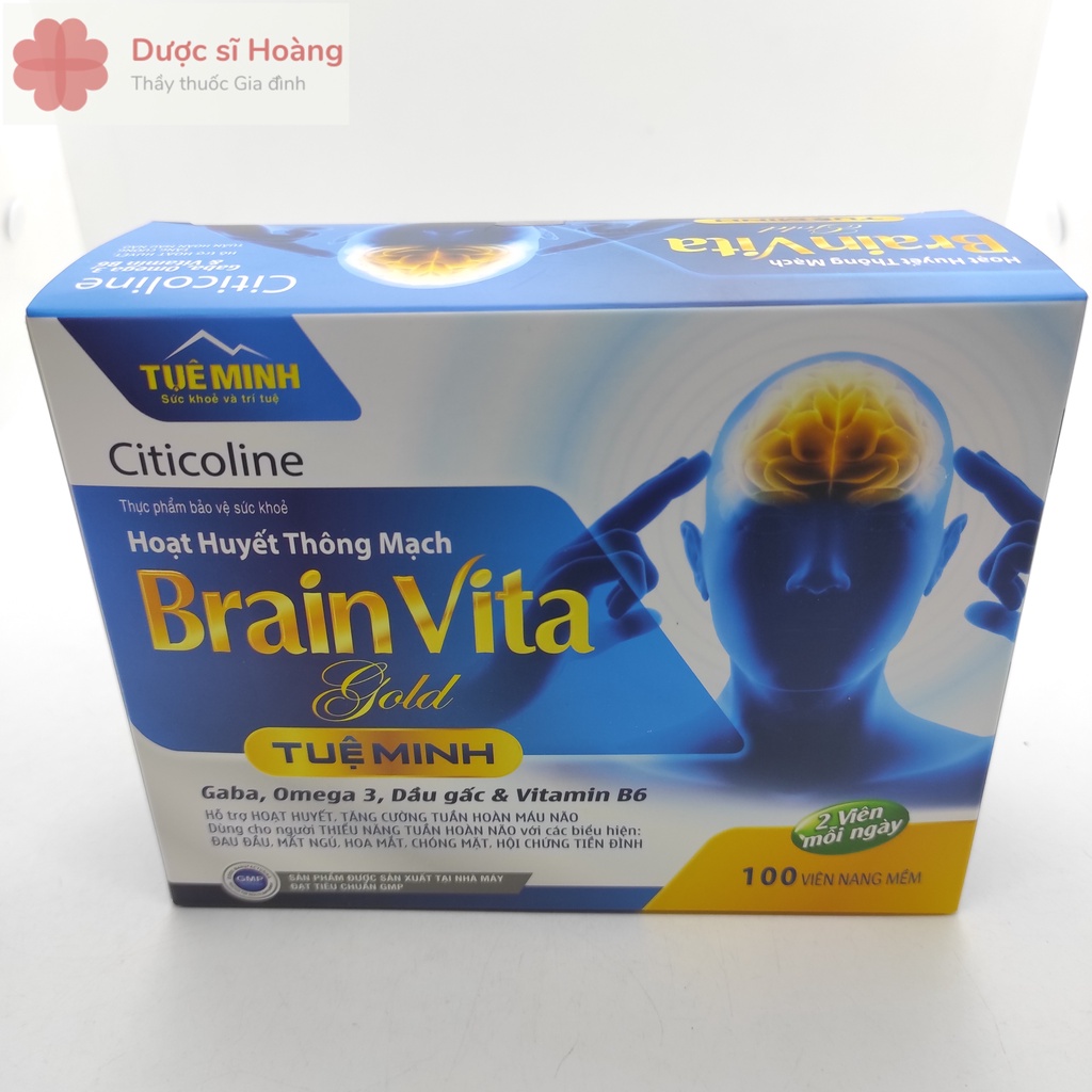 Hoạt Huyết Thông Mạch BrainVita Gold - Giảm Đau Đầu, Chóng Mặt, Mất Ngủ - Tuệ Minh