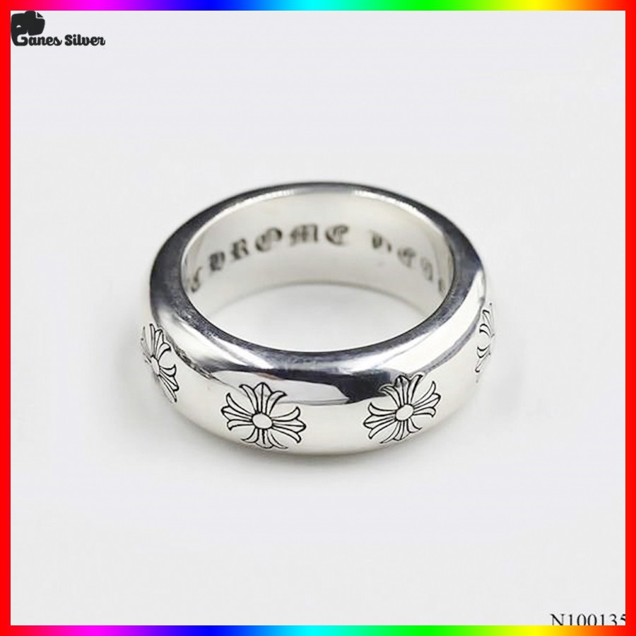 Nhẫn Bạc Thái Nam Chrome Heart Trơn-Ganes Silver