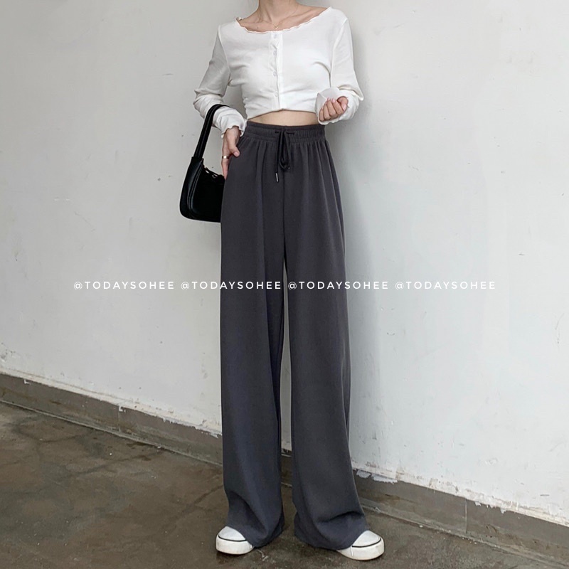 Quần suông thun gân