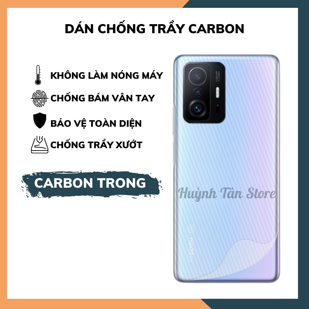 Miếng dán decal carbon mặt sau Xiaomi Mi 11T, 11T Pro 5G chống trầy mặt lưng,chống bám vân tay