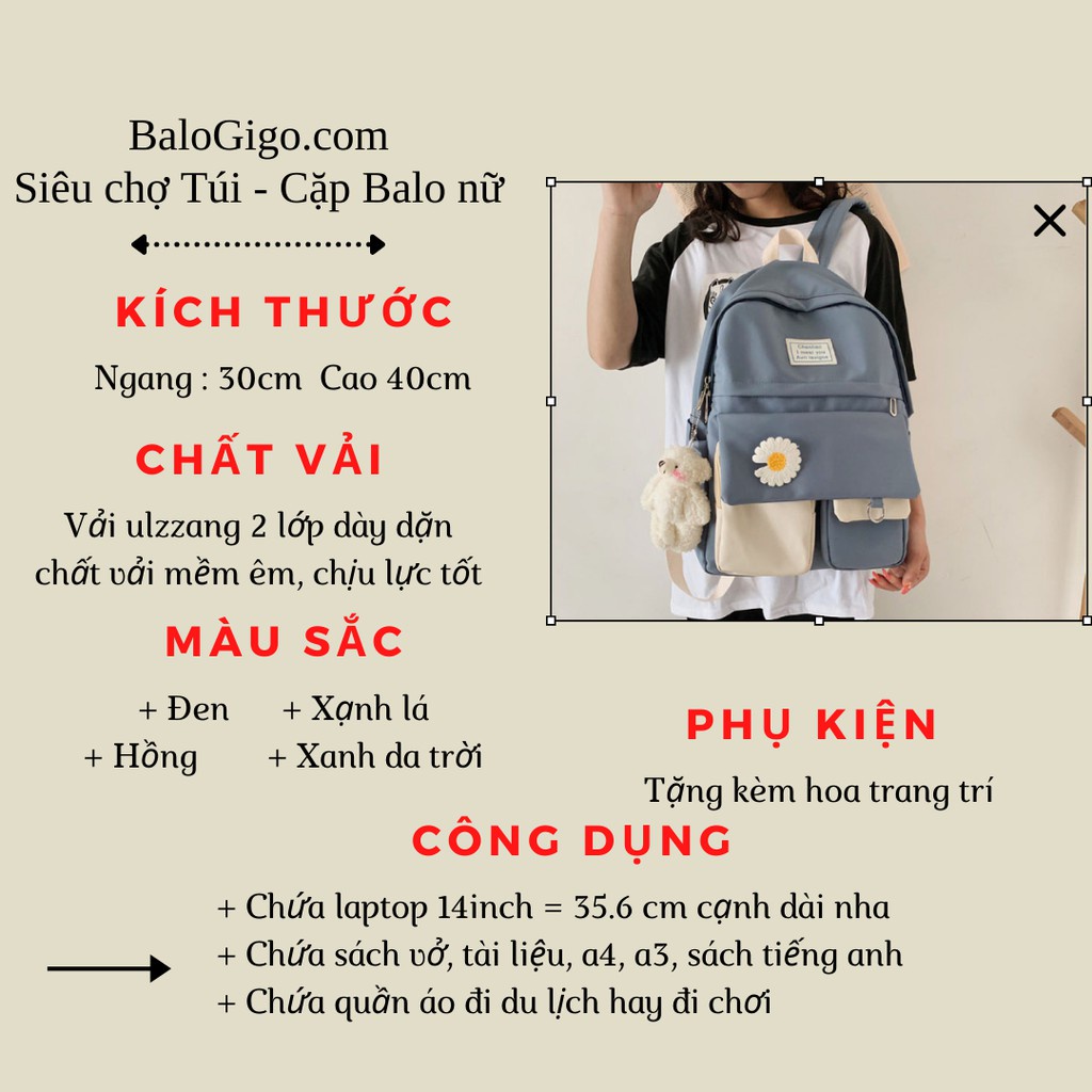 Balo đi học nữ dễ thương [ Có sẵn ] G255 - BaloGigo