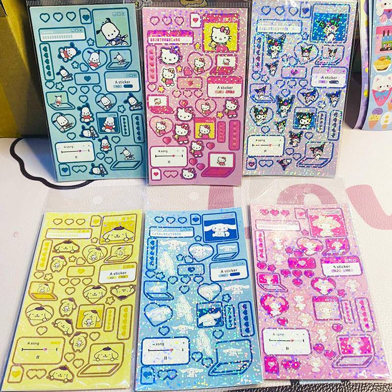 Miếng Dán Trang Trí Sổ Tay / Thẻ Ghi Chú Họa Tiết Sanrio mymelody Kuromi Cinnamoroll Dễ Thương Cho Bé