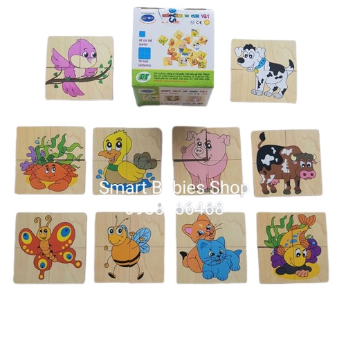 Đồ chơi gỗ Winwintoys Bộ ghép hình 10 con vật