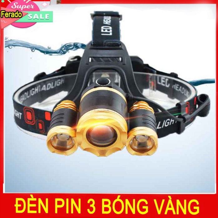 Đèn Pin FREESHIP Đèn Pin Đội Đầu 5 Bóng Cực Sáng Kèm Pin Sạc