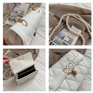 Túi Đeo Chéo Nữ Khóa Tim Dây Ngọc Chất Da Trần Ô Căng Mịn Size 22