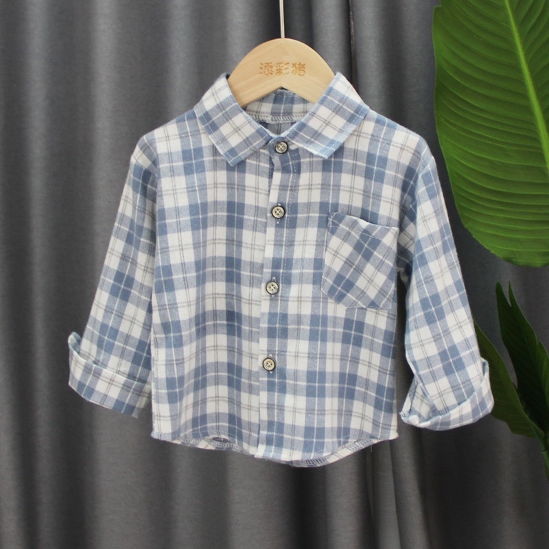 AT15 - Áo Sơ Mi Bé Trai Kẻ Caro cho bé từ 6kg - 25kg
