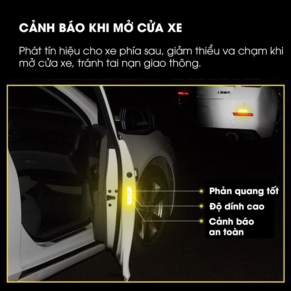 Decal phản quang cảnh báo mở cửa ô tô Combo 4 cái Tâm Luân phụ kiện xe hơi