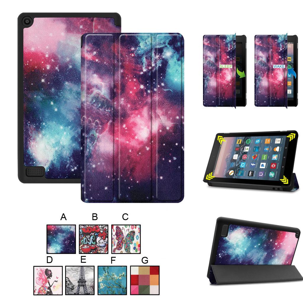Bao da nắp gập khóa nam châm in họa tiết thời trang cho Amazon Kindle Fire 7 2019