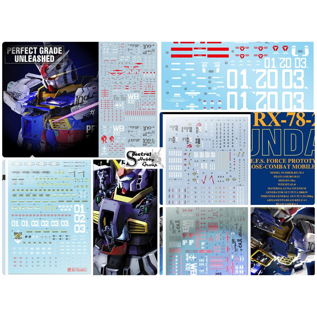 Decal nước dán mô hình PG RX-78-2 RX78 2.0 G3 gundam các loại - Water sticker NoBrand