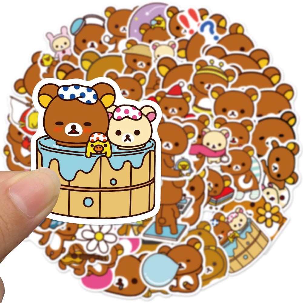 Set 50 Miếng Dán Chống Nước Hình Gấu Đáng Yêu Trang Trí Đa Năng