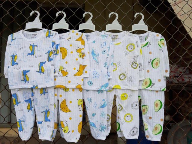 bộ cotton giấy thông hơi dài tay cho bé