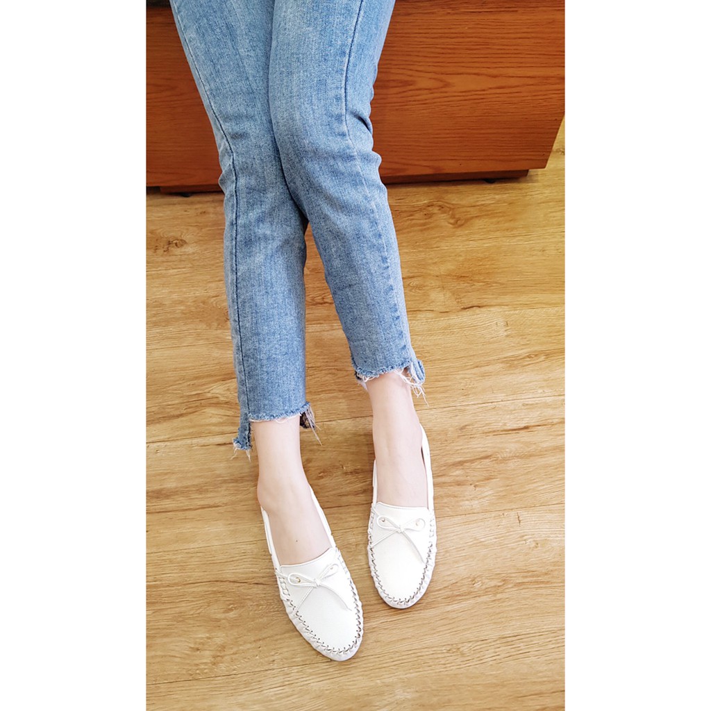 GIÀY MỌI MOCCASIN TRẮNG NƠ CM001WN | BigBuy360 - bigbuy360.vn