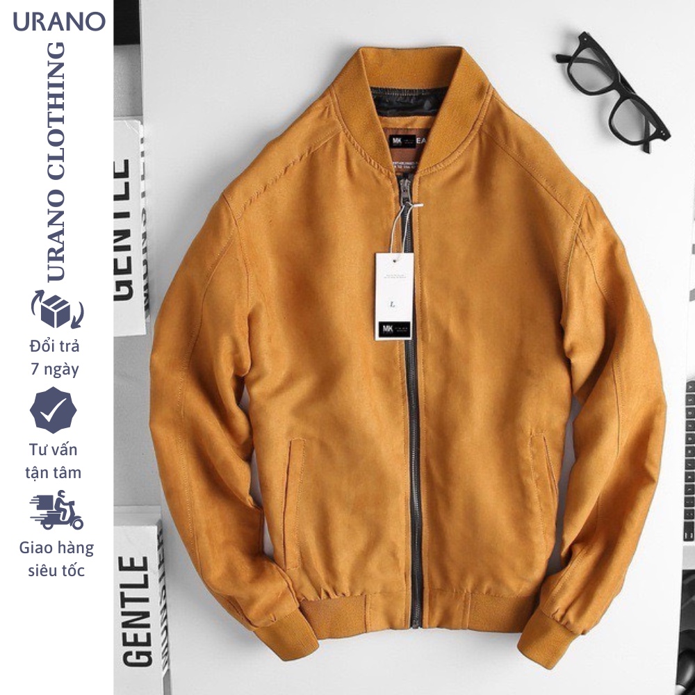 Áo khoác nam da lộn Urano , áo khoác nam đẹp phong cách Hàn Quốc tay chun bomber phom rộng