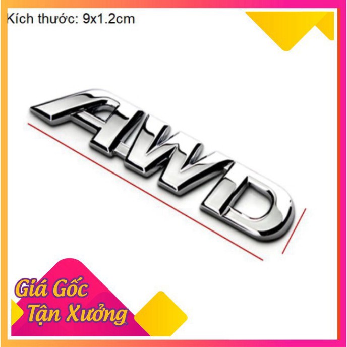 Decal tem chữ AWD inox dán ô tô G40108 MD