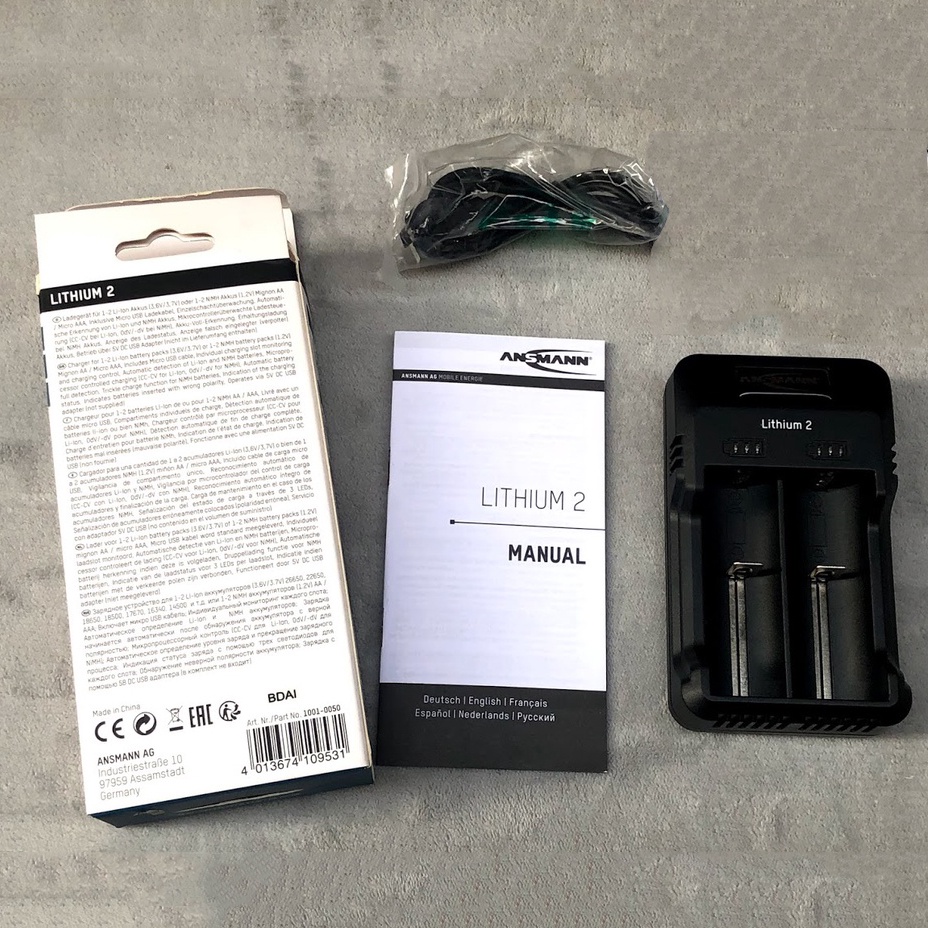 Bộ Máy Sạc 2 pin đa năng Ansmann Lithium 2 Chính Hãng - Sạc nhanh, chất lượng cao