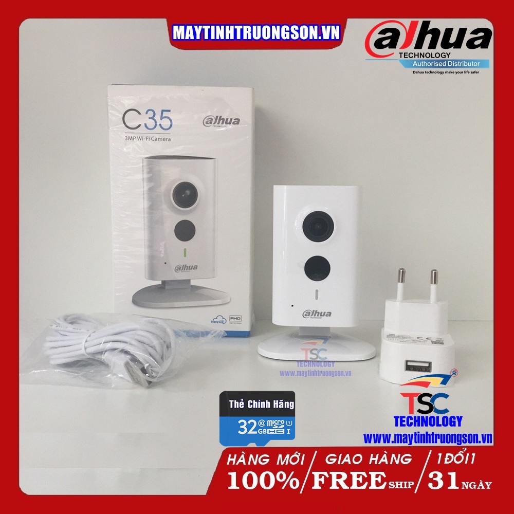 Camera IP Không Dây Dahua C35 IPC-C35P 3.0MP Tặng Kèm Thẻ Nhớ 128Gb - Maytinhtruongson.vn