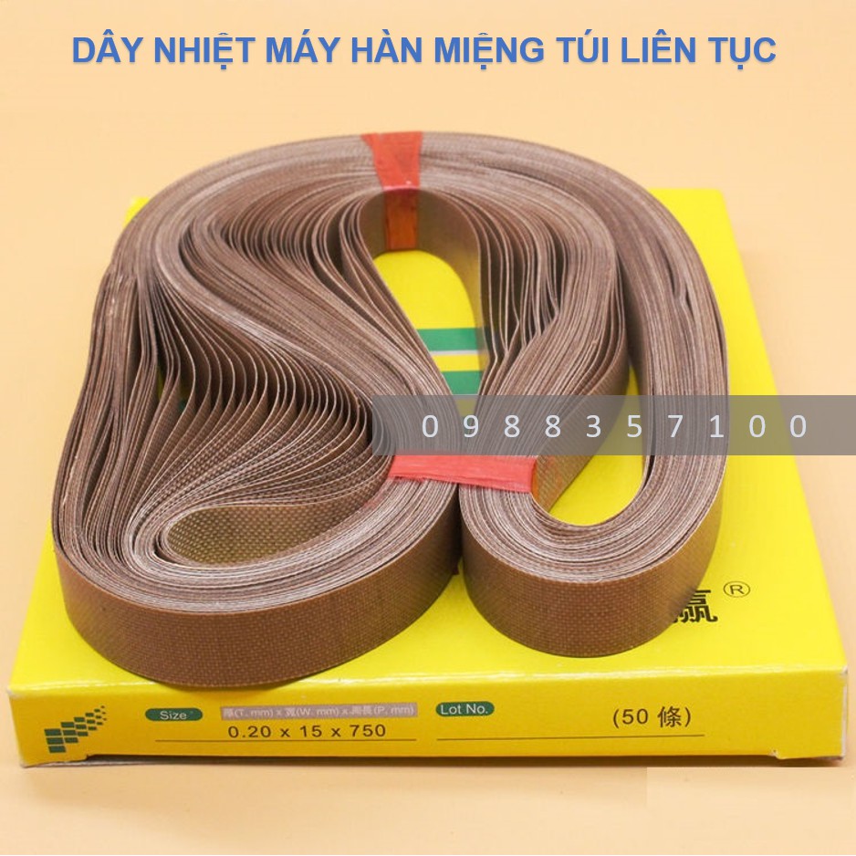 Dây nhiệt máy hàn miệng túi liên tục, dây curoa máy ép bao liên tục, dây vải máy hàn mép túi FR900,SF150,FRM980,FRD1000