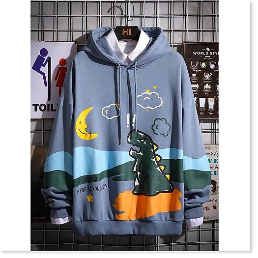 ÁO HODDIES KHỦNG LONG CÓ MŨ CỰC CHẤT HOẠ TIẾT ĐẸP 2021 THỜI TRANG KING FASHION