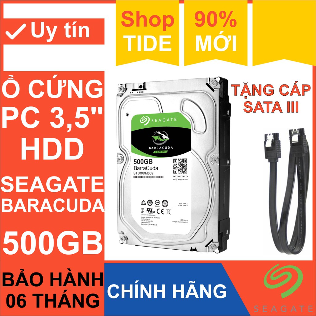 Ổ cứng PC 3.5” Seagate BarraCuda 500GB - Tháo máy đồng bộ mới 99%  – Bảo hành 6 tháng - CHÍNH HÃNG