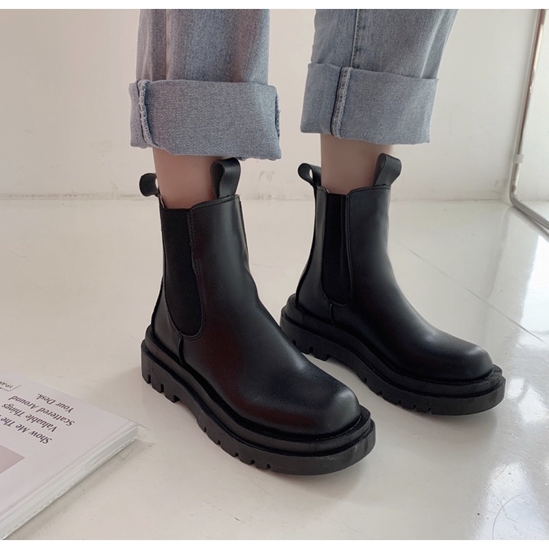 Boot Mona Cổ Cao Mix Chun  Winter 2021  Chất Liệu Dày Dặn L1