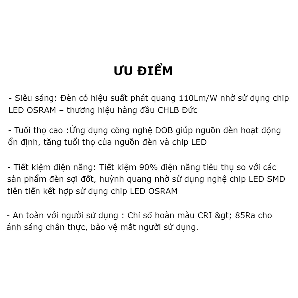 Đèn LED Búp Trụ DOS 15W, 20W, 30W, 40W, 50W, Công Nghệ Mới DOS Tiết Kiệm Điện Năng, Tuổi Thọ Cao - Bảo Hành Uy Tín