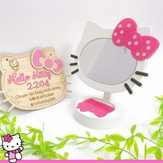 🌸🌸Gương để bàn tai mèo kèm lược hình Hello Kitty dễ thương☘☘