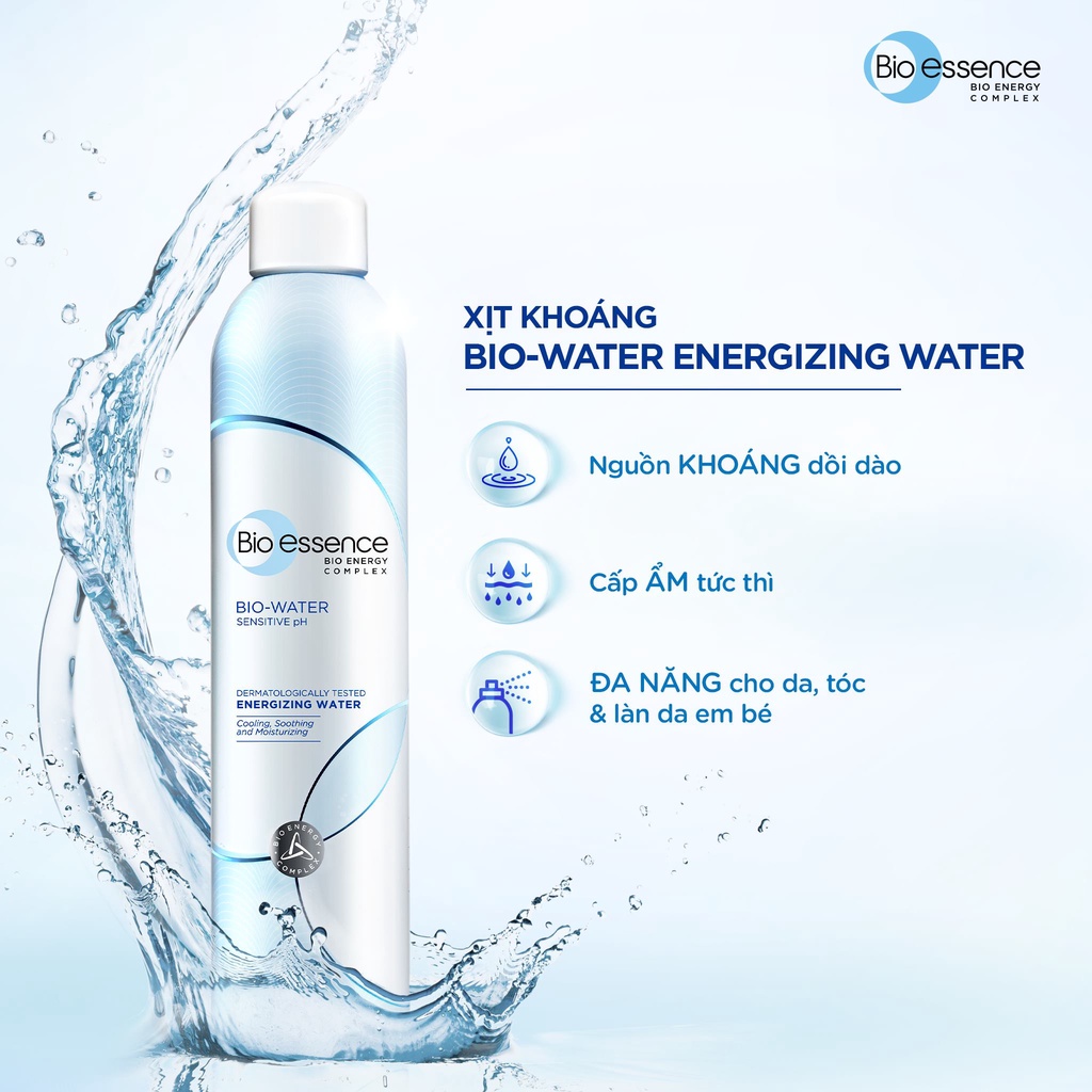 Combo dưỡng ẩm da Bio-essence(Tinh chất dưỡng ẩm Bio-water Vitamin B5 30ml+Xịt khoáng Bio-Water Energizing Water 100ml)