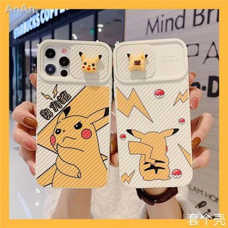 Ba chiều phim hoạt hình pikachu ống kính trượt iphone11 / 12 vỏ điện thoại apple 7 / 8plus nữ xr silicone nam