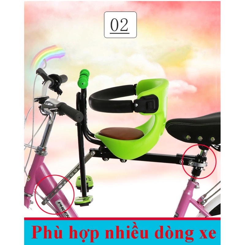 Ghế ngồi trước xe đạp, ghế ngồi xe đạp cho bé có tay cầm và đai an toàn, dành cho xe đạp và xe đạp điện.