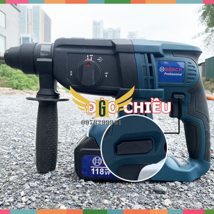 [ SIÊU KHỎE ] Máy Khoan Đục Bê Tông Dùng Pin 3 Chức Năng Bosch 118V+Tặng Mũi Khoan Đục Như Hình