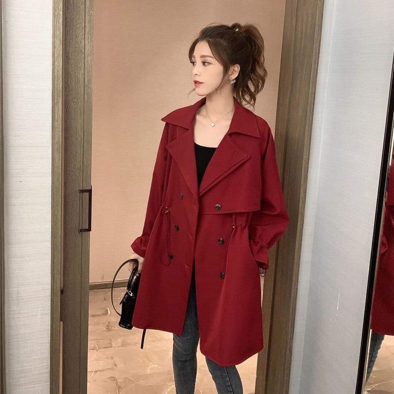 [ CÓ HÌNH THẬT] ÁO KHOÁC KAKI NỮ dáng dài thu đông cổ kép dễ thương | BigBuy360 - bigbuy360.vn