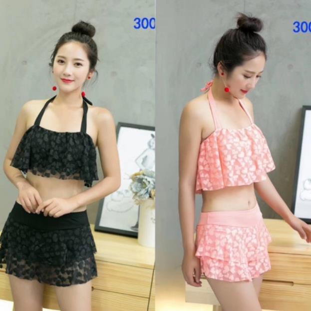 BỘ BƠI REN 2 MẢNH ĐEN VÀ HỒNG M3002 CHO NỮ | BigBuy360 - bigbuy360.vn