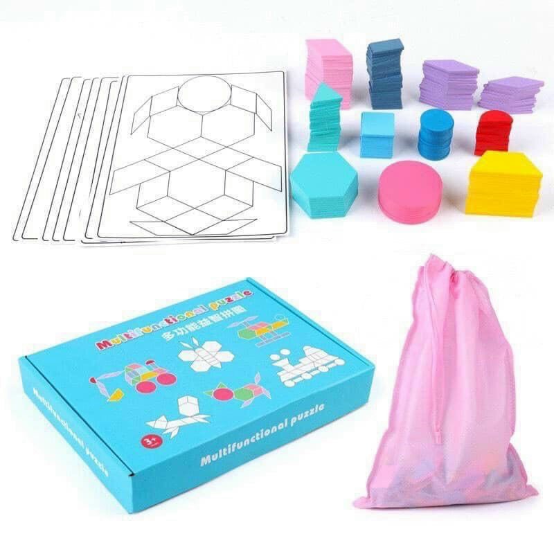 Bộ Khối Xếp Hình Theo Tranh Vẽ Montessori Fun Board