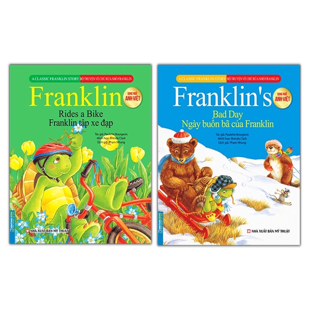 Sách - Combo 2 cuốn Bộ truyện về chú rùa nhỏ Franklin - Franklin tập xe đạp và Ngày buồn bã của Franklin