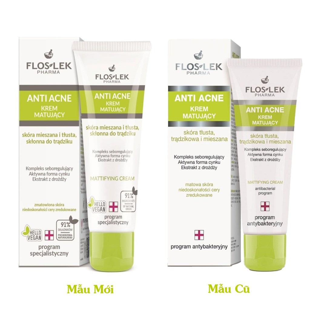 Kem dưỡng Floslek Mattifying Cream kiểm soát dầu và điều tiết nhờn 50g