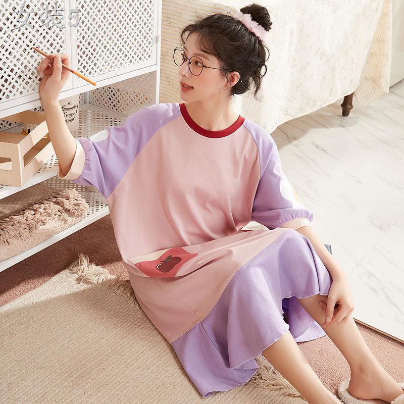 Bộ đồ ngủ pijama nữ cotton mùa hè mới, sinh phiên bản hàn quốc, bà bầu dễ thương có thể mặc ở nhà hoạt hình xuâ