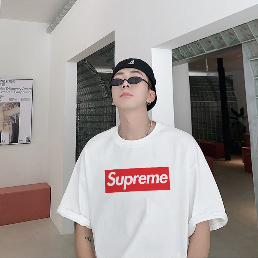 Áo thun nam nữ unisex form rộng Hitachi Superme tay lửng, áo thun tay lỡ trắng nam nữ animal basic siêu đẹp