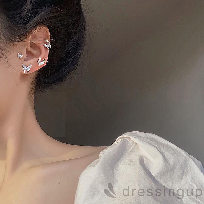 Khuyên tai hình bướm đính kim cương giả lấp lánh thanh lịch cho nữ
