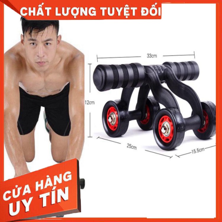 [ Hàng Chính Hãng ] Con Lăn tập bụng 4 bánh cao cấp + TẶNG 1 tấm xốp kê chân