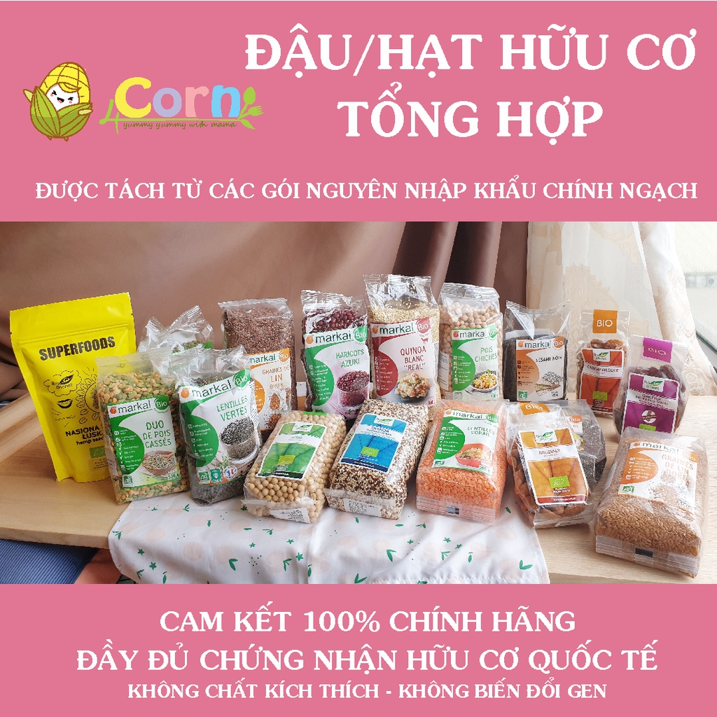 Các loại hạt - đậu hữu cơ chế biến ăn dặm (hũ và túi zip tách lẻ 50-100gr) - Cho bé 6m+