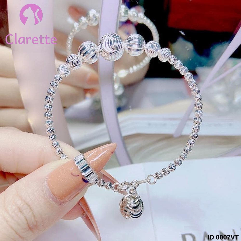 Vòng tay bạc bi mix bi xoắn Clarette 0007VT