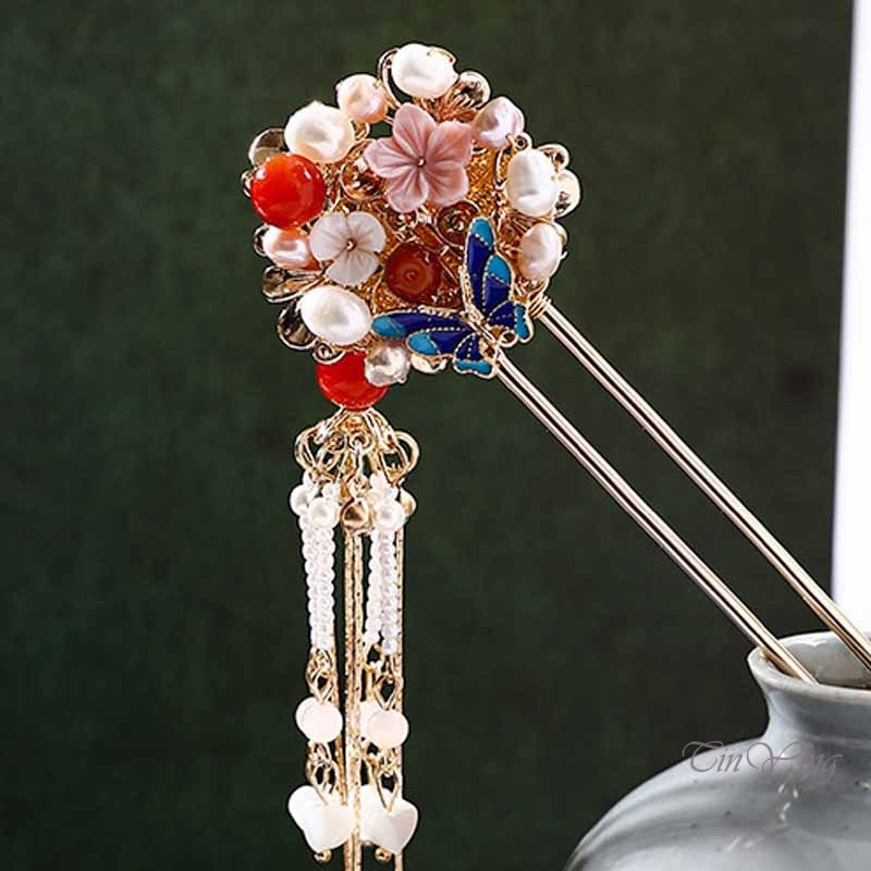 GETNOIVAS Mới Trâm Cài Tóc handmade Đính Tua Rua Phong Cách Cổ Điển Cho Nữ