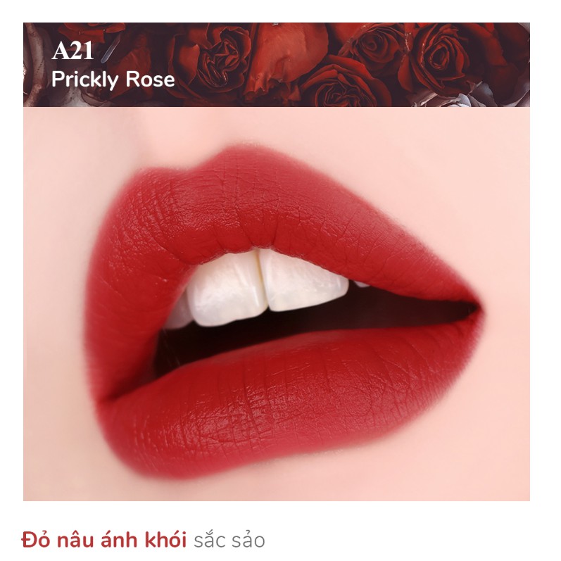 [Auth Hàn] Son Kem Lì Black Rouge A21 Màu Đỏ Nâu Version 4 Prickly Rose