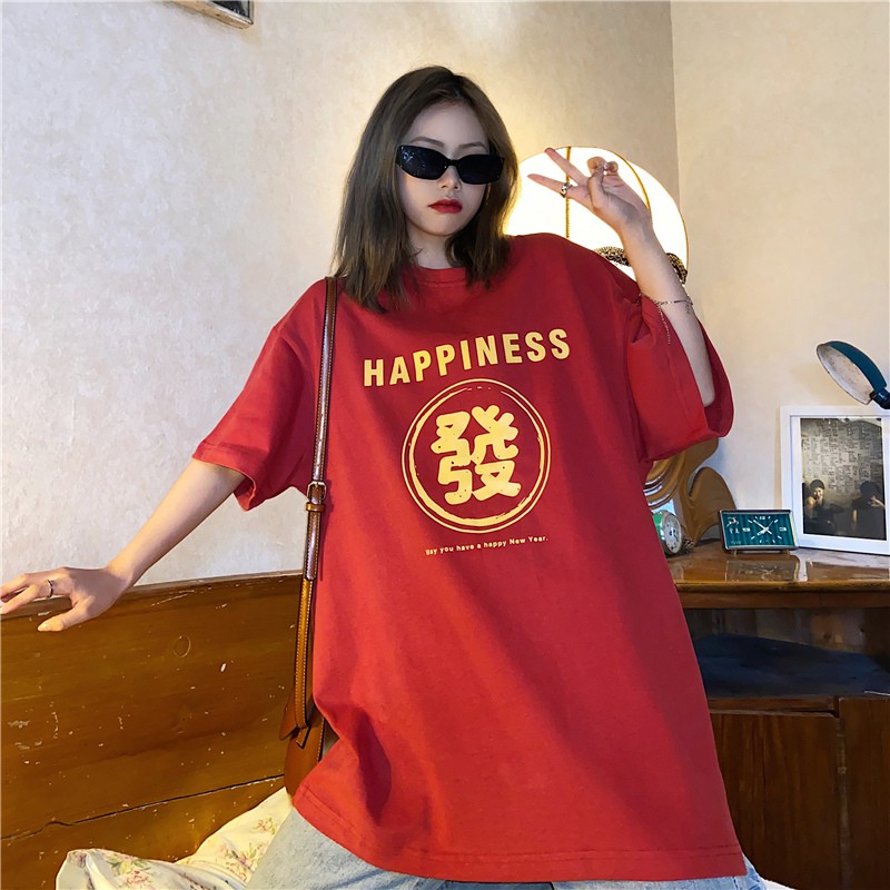 Áo thun tay lỡ  HAPPINESS  phông Unisex nam nữ tee oversize form rộng pull Ulzzang Streetwear Hàn Quốc vải mềm