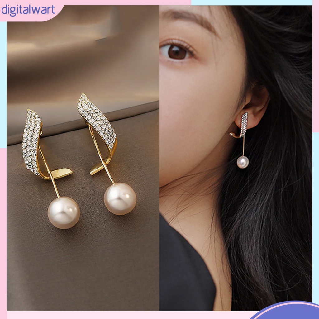 Đôi bông tai dáng rơi họa tiết hình học đính ngọc trai thời trang cho nữ
