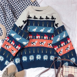 [ORD TAOBAO] ÁO LEN ULZZANG - ÁO LEN HỌA TIẾT - ÁO LEN VINTAGE - ÁO LEN NỮ