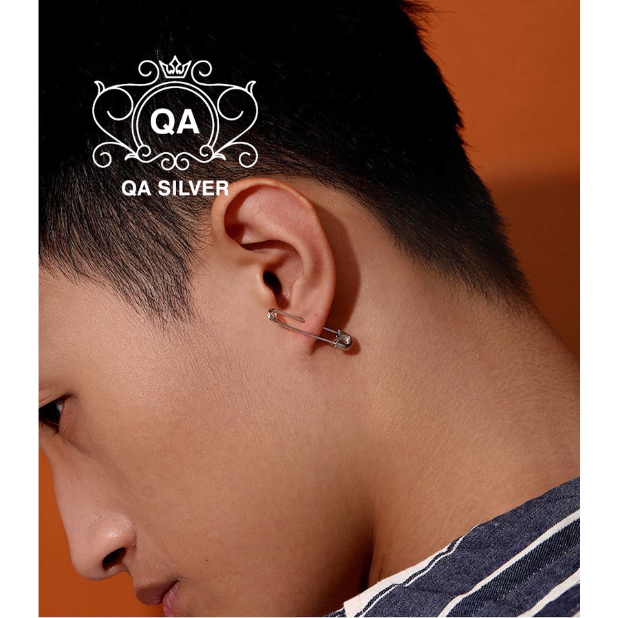 Khuyên tai bạc 925 ghim băng kim xỏ bông nam nữ kẹp vành S925 PIN QA SILVER Earrings EA190701