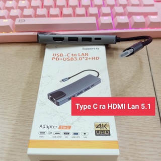 Hub type c 5in1 đổi chuyển typec to typec,usb,hdmi,lan
